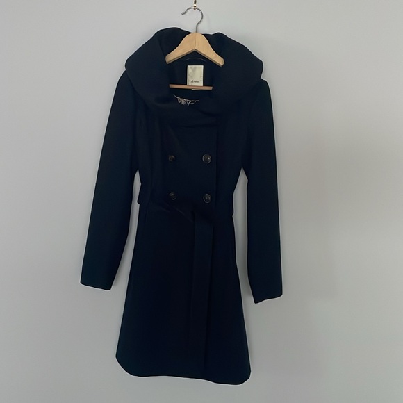 NWOT Rare Elevenses Anthropologie Runway Lapel Navy Wool Trench Coat size 4 🌹 - Picture 16 of 16